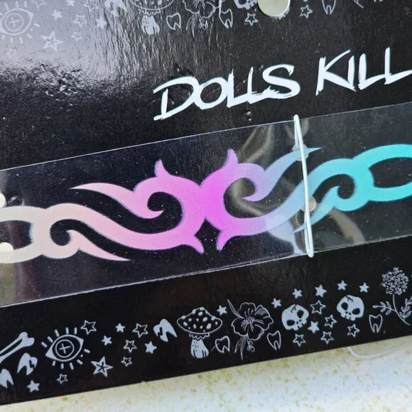 Dolls Kill ✦ Aurora Gradient Flame Choker ✦ Clear Vinyl w/ Adjustable Snap NWT - Picture 6 of 7
